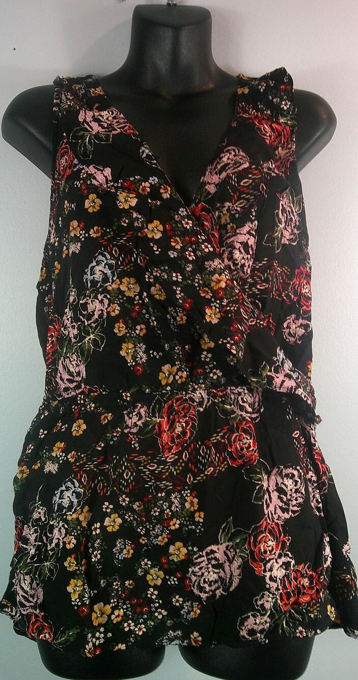 Maurice's Women's XXL Black Floral Sleeveless V-neck Blouse